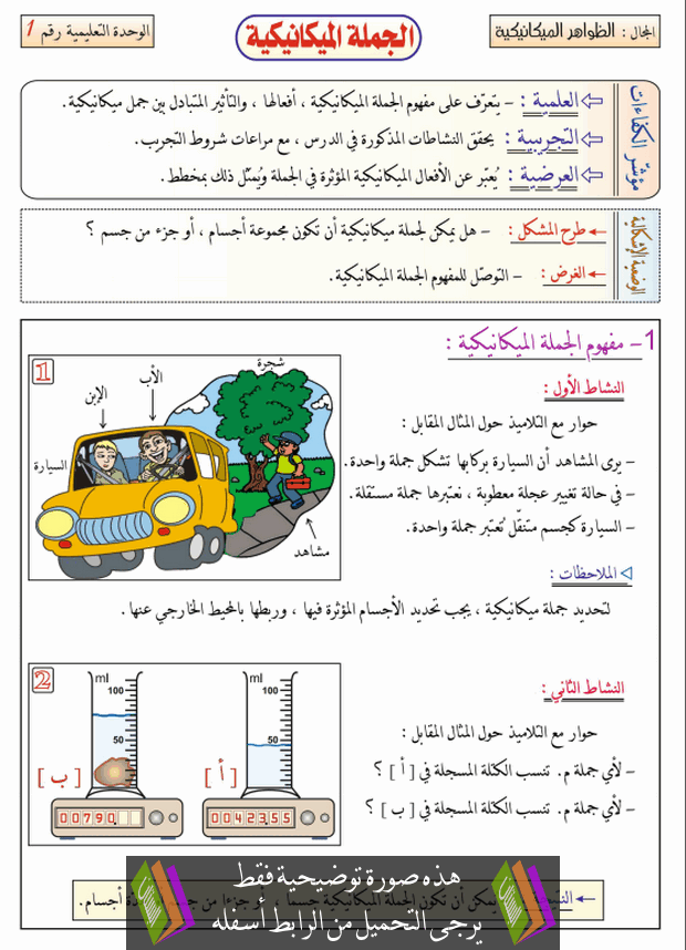 درس الجملة الميكانيكية للسنة الرابعة متوسط