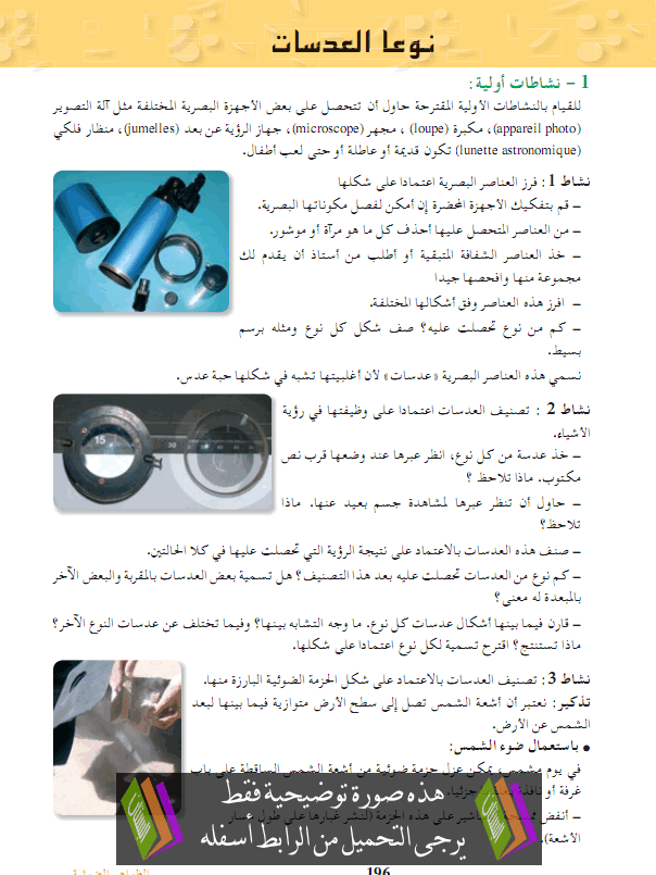 درس ﺍﻟﻌﺩﺴﺎﺕ ﻋﻨﺎﺼﺭ ﻟﻌﺩﺓ ﺃﺠﻬﺯﺓ ﺒﺼﺭﻴﺔ - الثانية ثانوي رياضيات وتقني رياضي