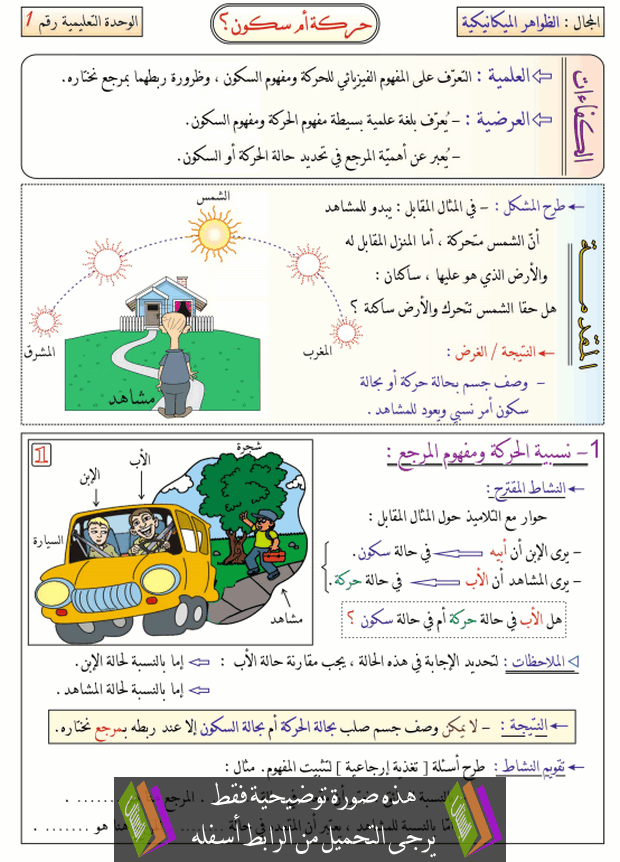 درس حركة أم سكون؟ للسنة الثانية متوسط